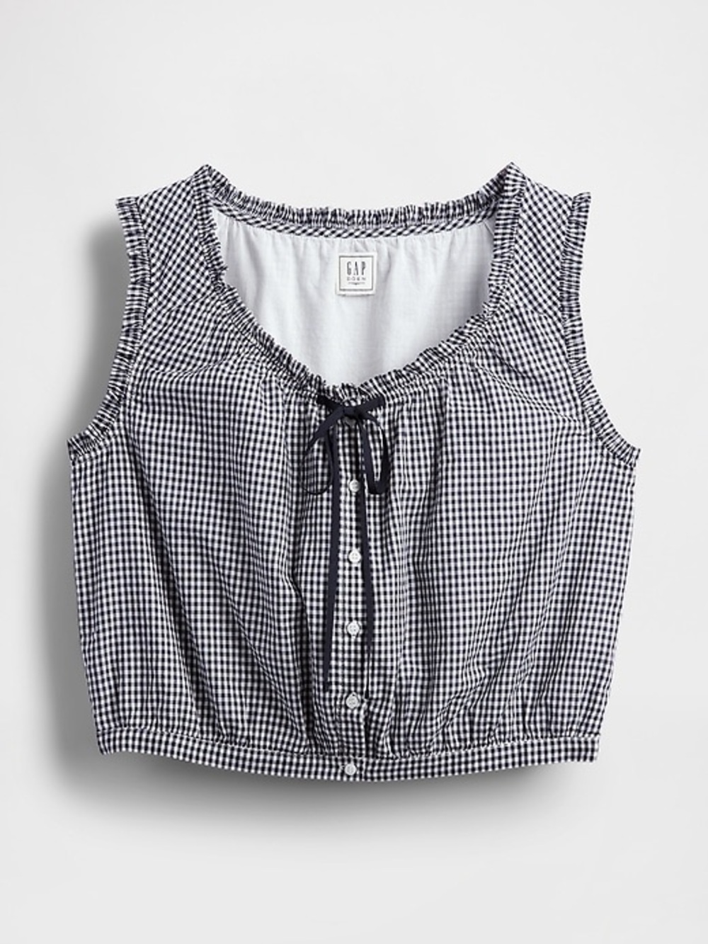 GAP Women's Gingham Tie-Front Crop Tank Top NWT